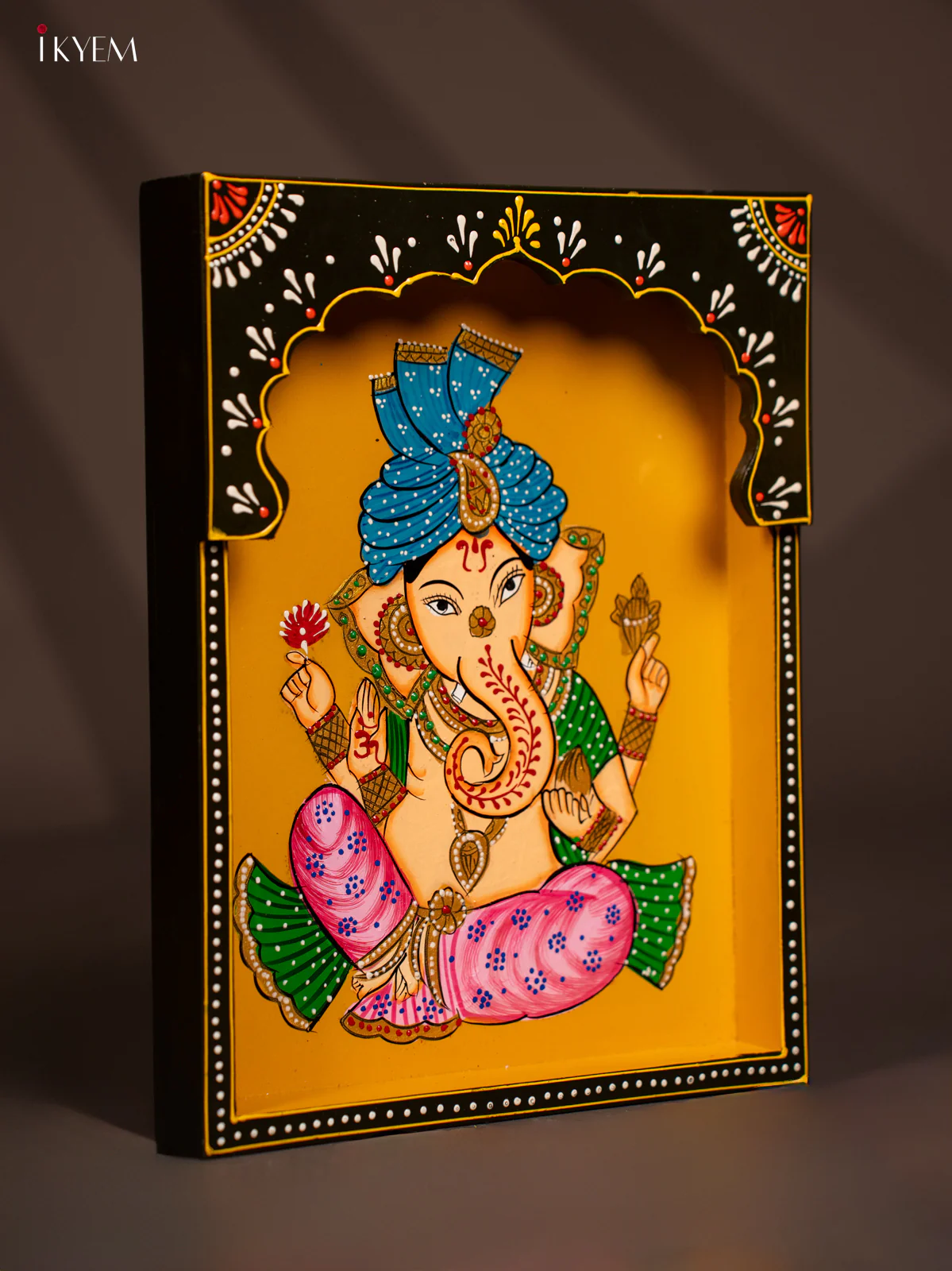 Hand-Painted Wooden Ganesha Wall Frame - 12 Inches - KG01133 - Image 3
