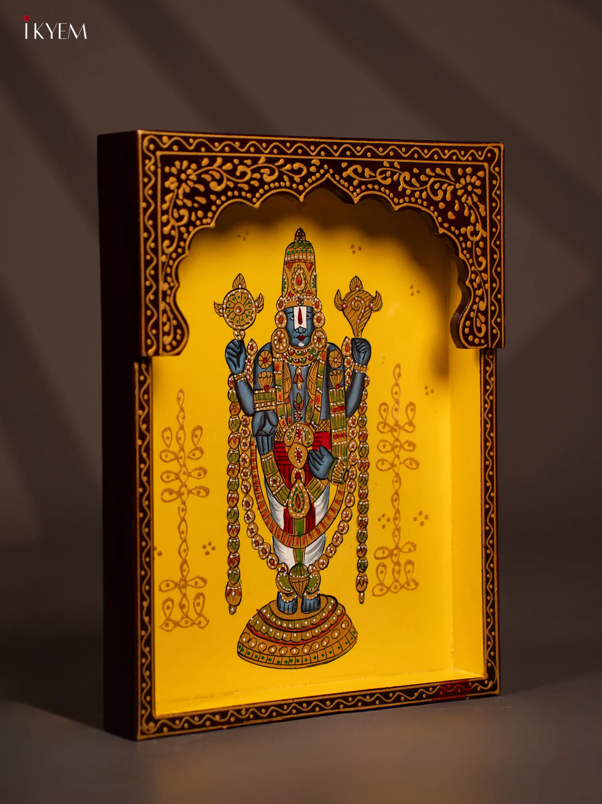 Hand-Painted Wooden Tirupati Balaji Wall Frame - 12 Inches - KG01130 - Image 3
