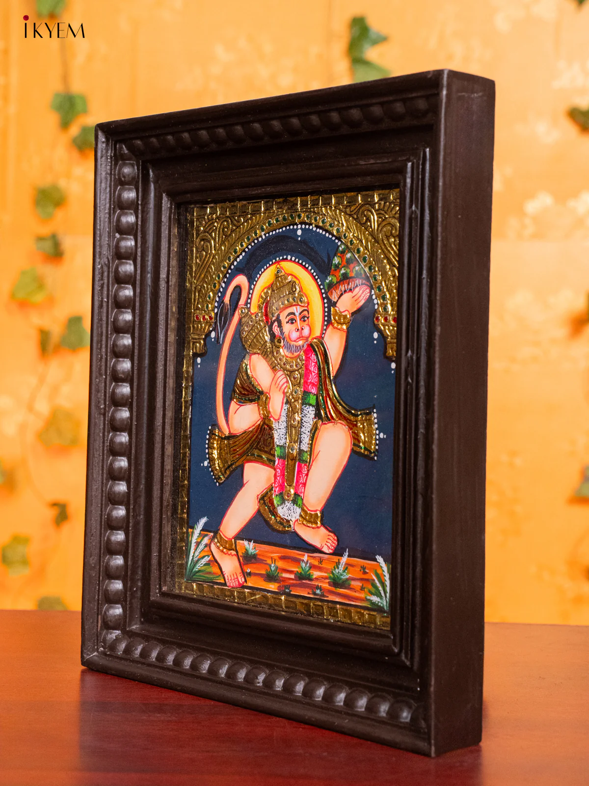 Exquisite Hanuman with Sanjeevi Mountain Thanjavur Painting (13x11 Inch) - KH26146 - Image 4