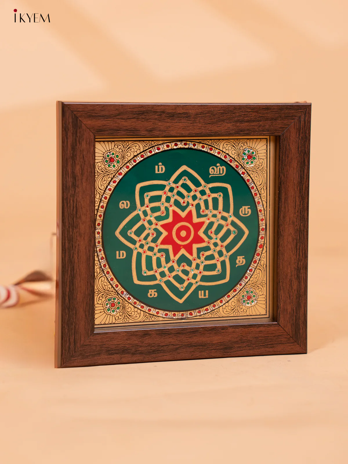 Green & Red Hrudaya Kamalam Reverse Glass Painted Frame - KC06120 - Image 4