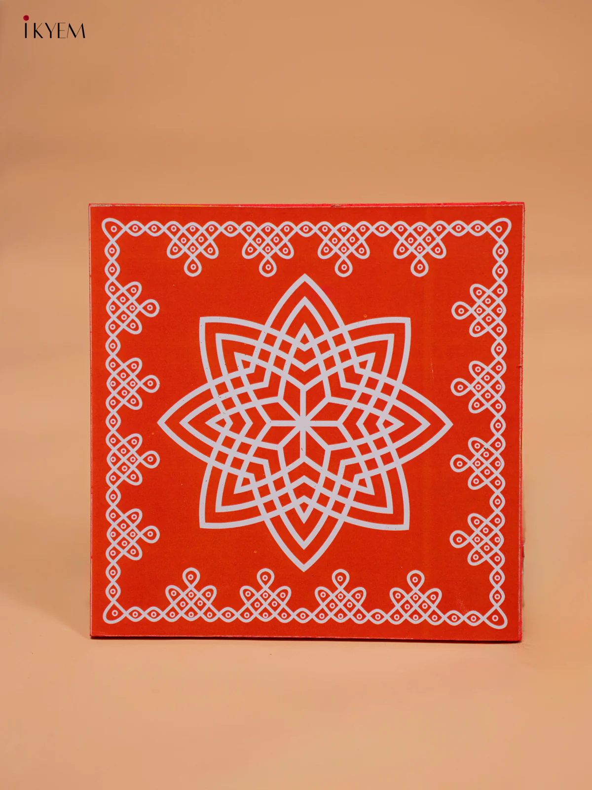 Square Shaped Wooden Manai With Hrudaya Kamalam Print - KD18178 - Image 7