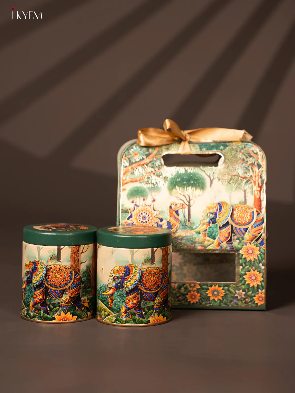 Exquisite Jungle Printed Dark Green Hamper Box With 2 Jars - KG17117 - Image 2