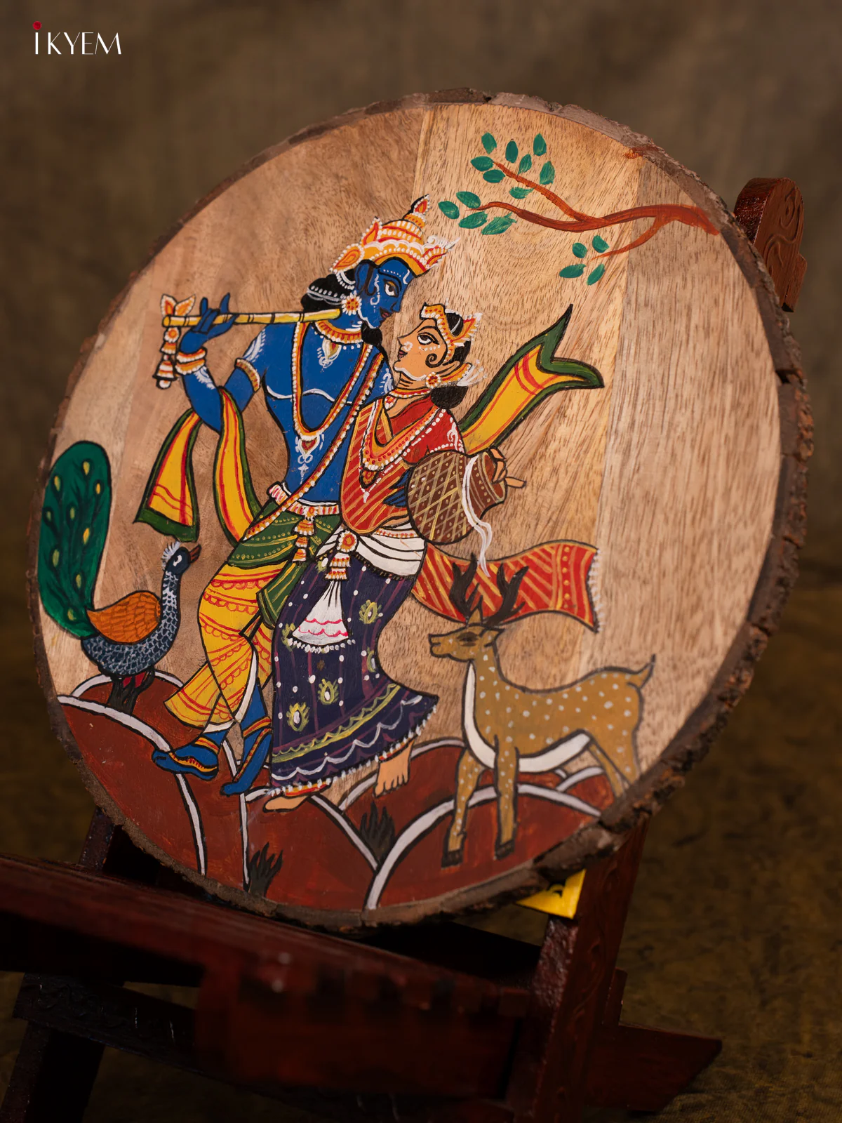 Pattachitra Art Painting - Radha Krishna (10x10) - KA04114 - Image 2