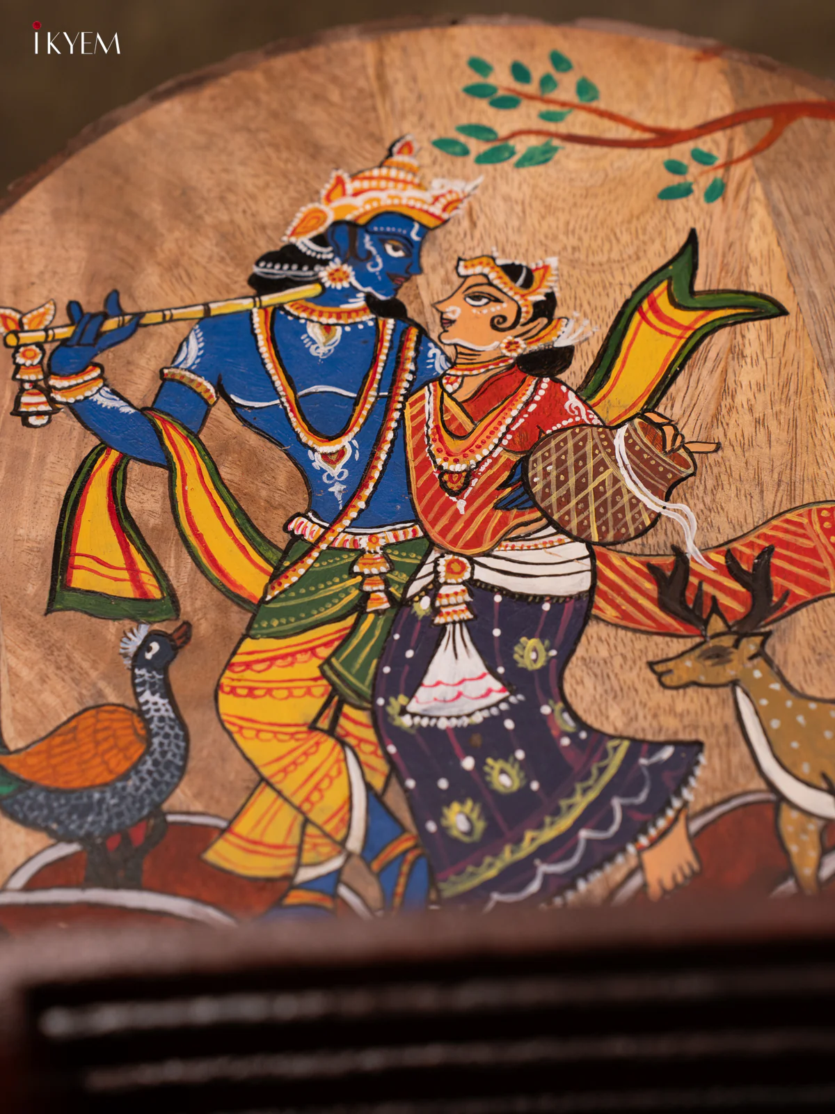 Pattachitra Art Painting - Radha Krishna (10x10) - KA04114 - Image 5