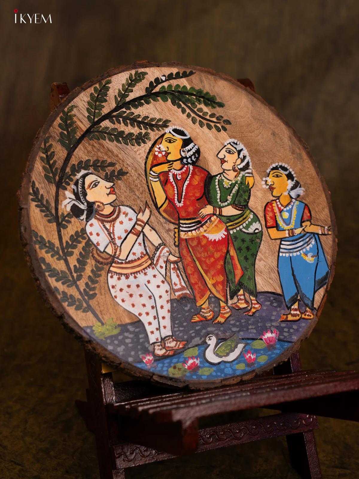 Pattachitra Art Painting -Radha with Gopikas (10x10) - KA04116 - Image 4