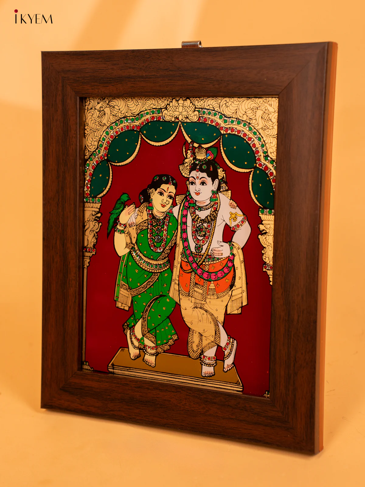 Reverse Glass Painted Photo Frame (10x8) - Radha & Krishna - KA07123 - Image 2