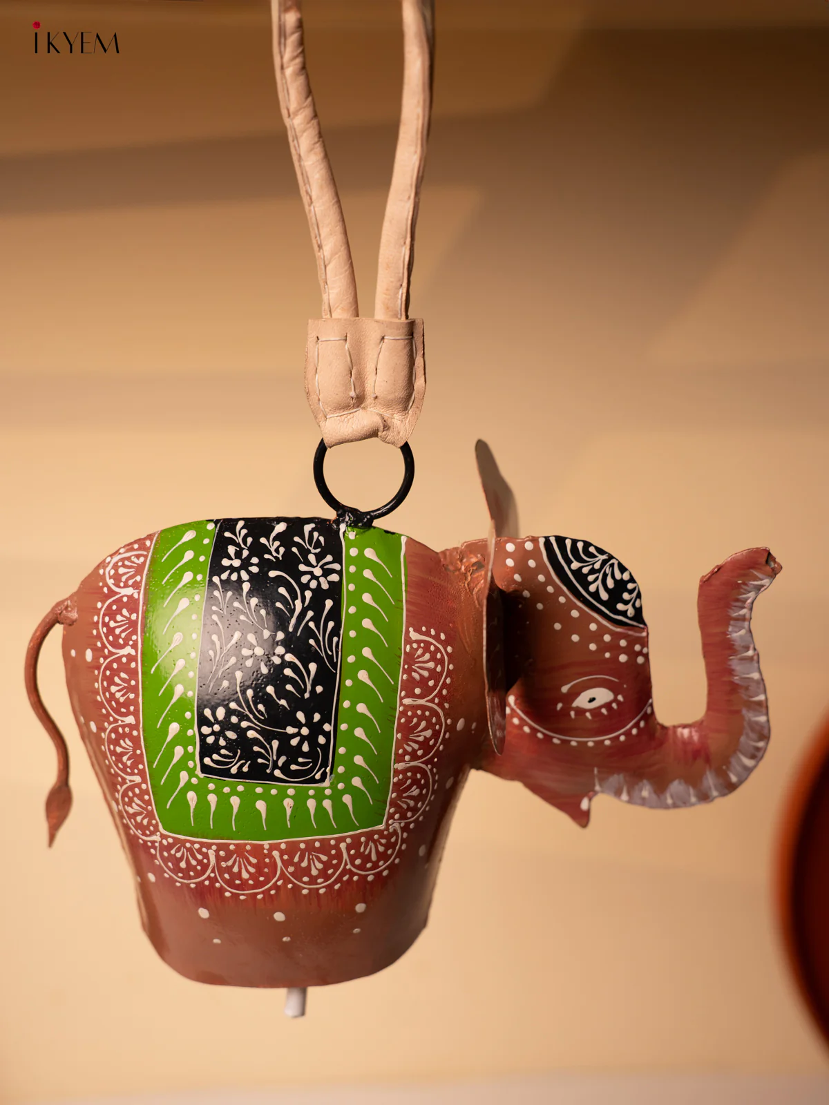Hand-Painted Elephant Shape Cow Bell - 13 Inch - KA11157 - Image 3