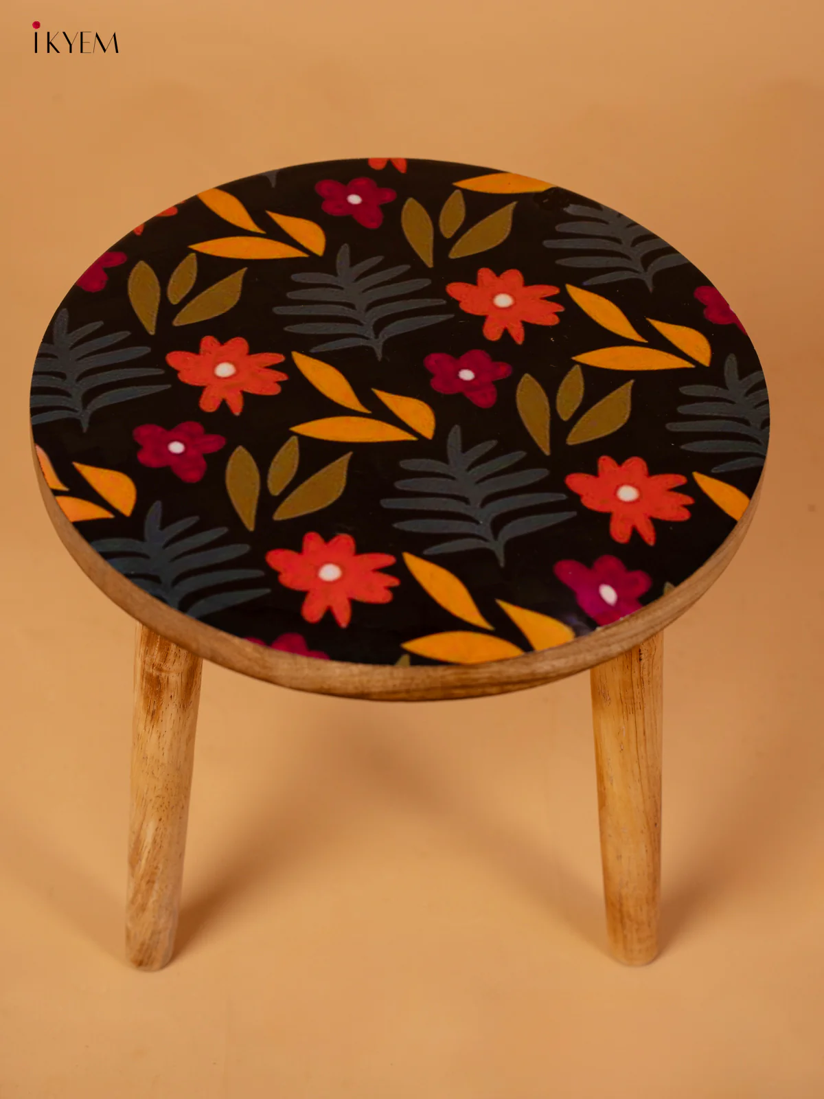 Floral Digital Printed Seater Wooden Stool- 12 Inches - KA11161 - Image 5