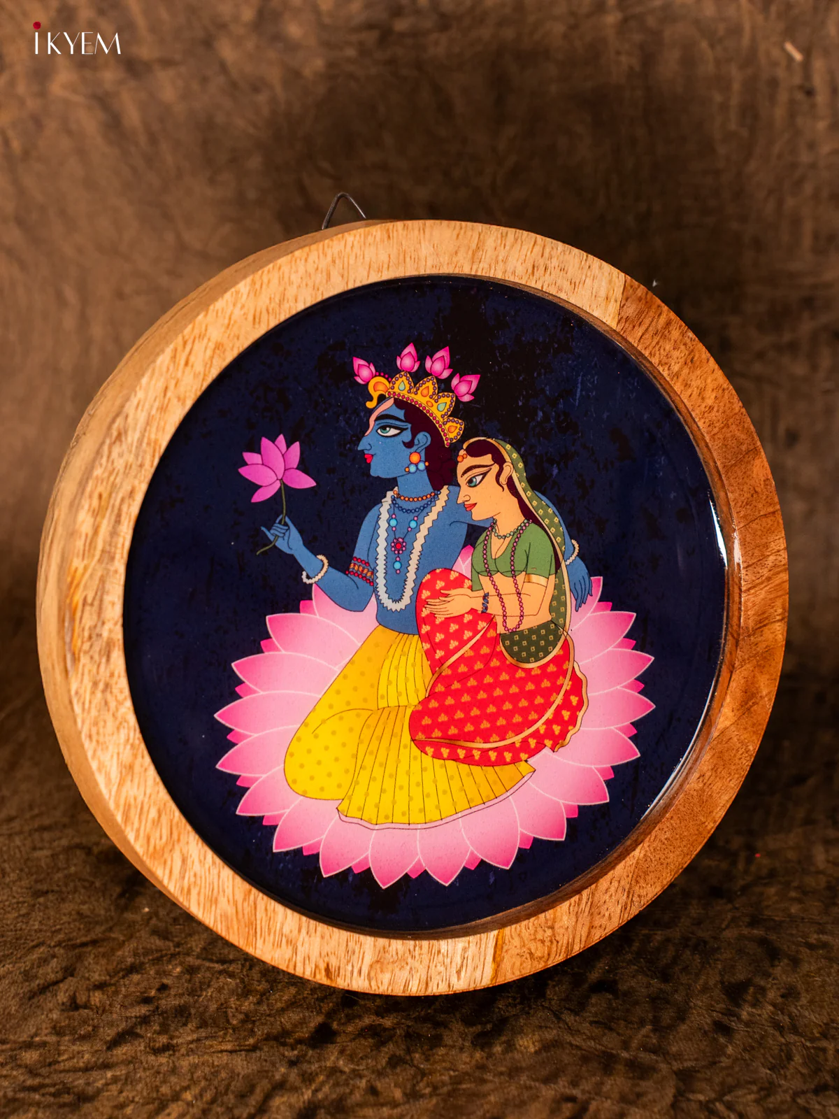 Wooden Digital Printed Wall Hanging Plate - 6 inch - Radhe Krishna - KA11162 - Image 3
