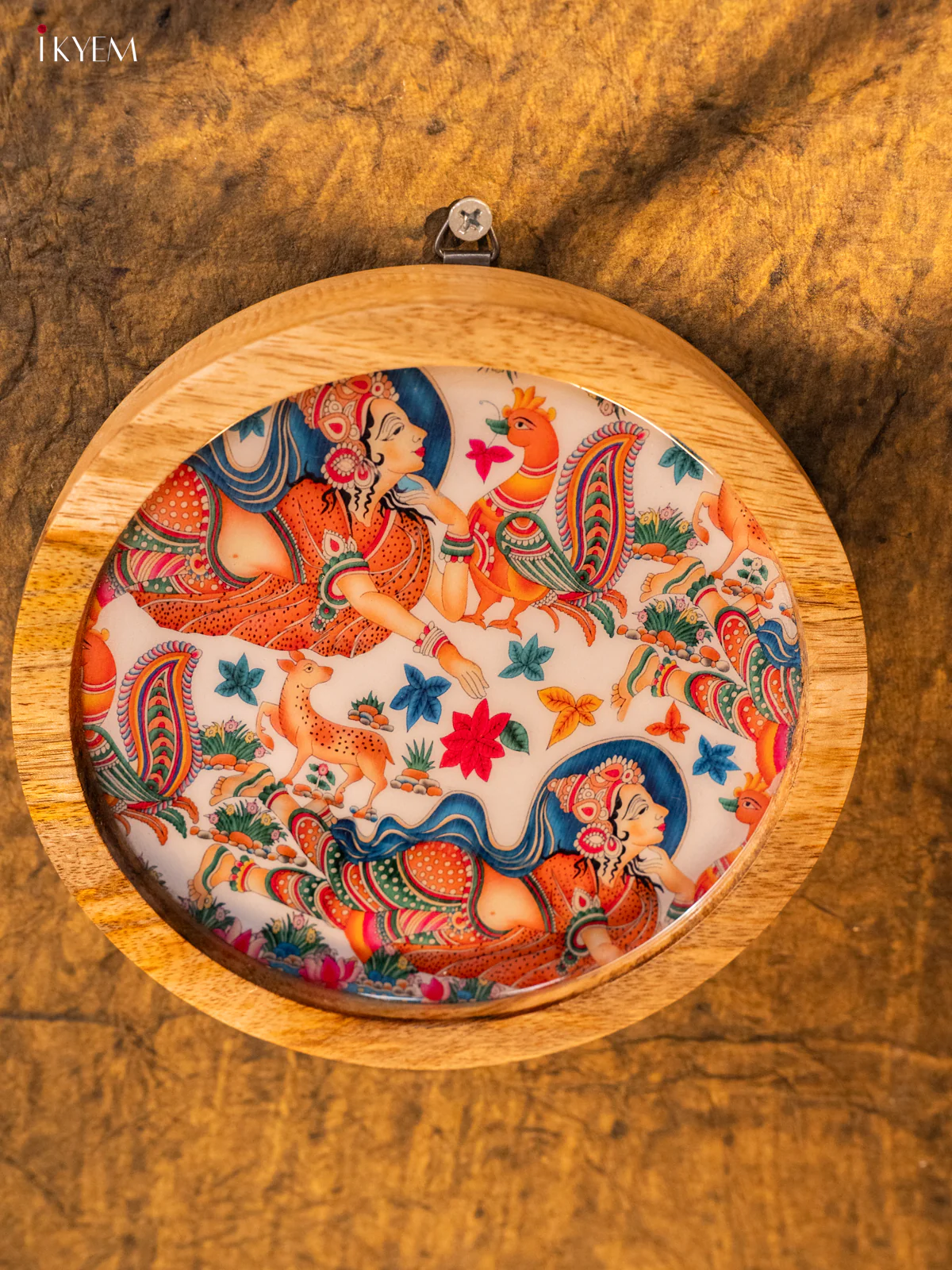 Wooden Digital Printed Wall Hanging Plate - 6 inch - Kalamkari - KA11163 - Image 2