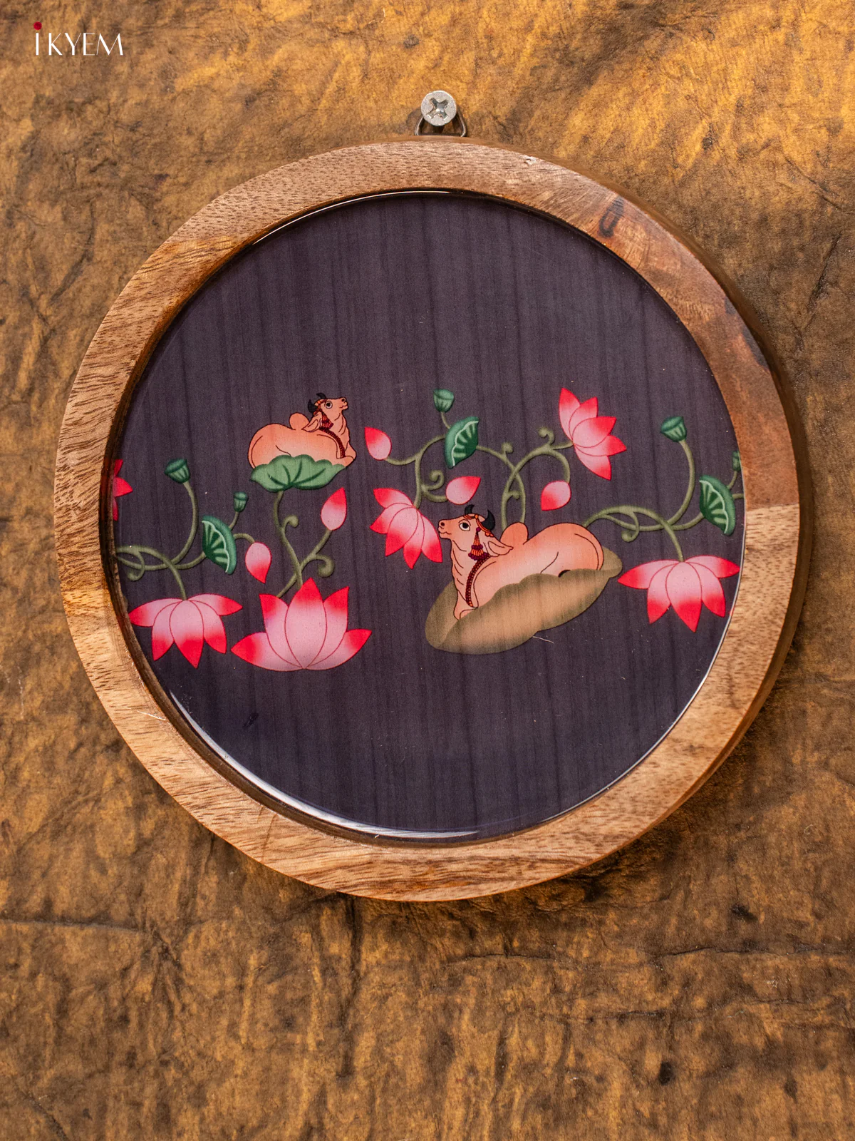 Wooden Digital Printed Wall Hanging Plate - 6 inch - Pichwai - KA11164 - Image 2