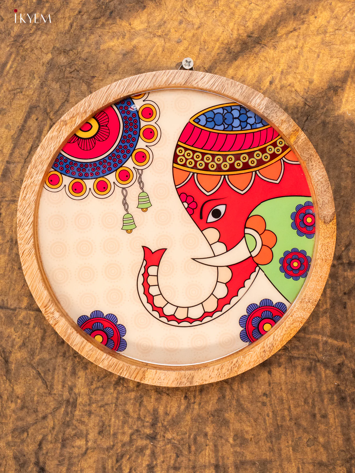 Wooden Digital Printed Wall Hanging Plate - 8 inch - Lucky Elephant - KA11168 - Image 4