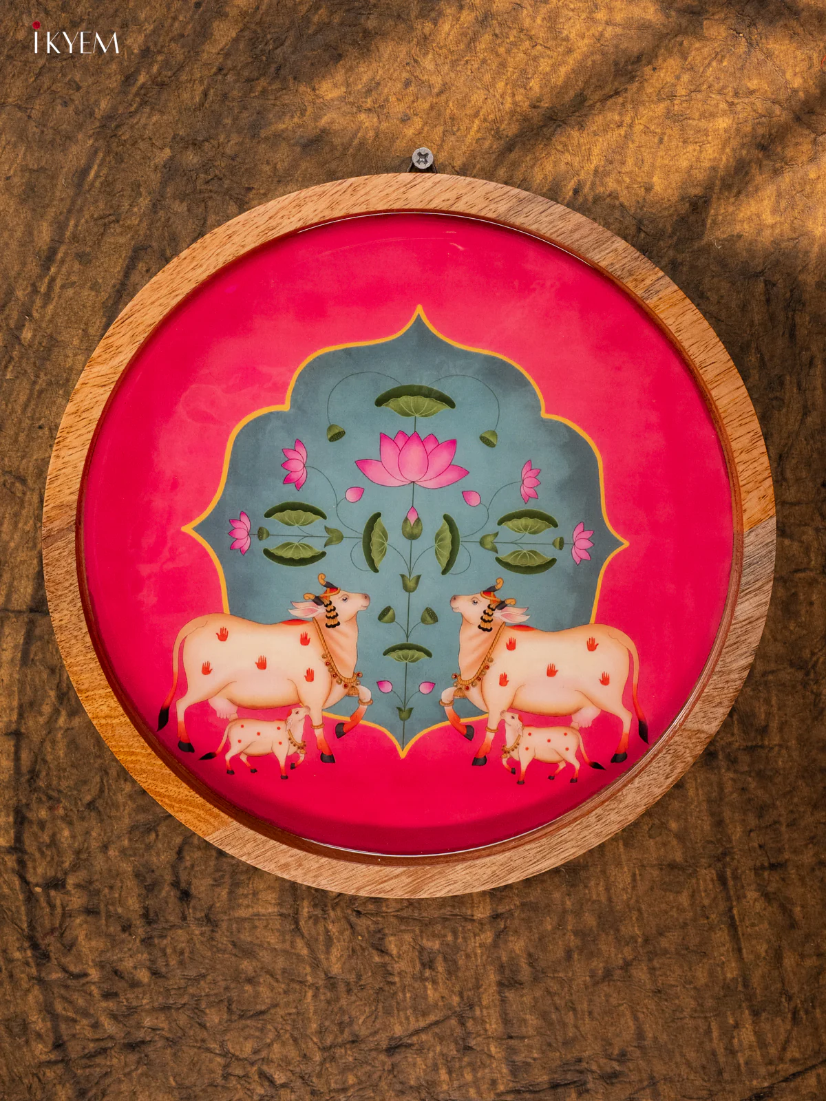 Wooden Digital Printed Wall Hanging Plate - 10 inch - Pichwai - KA11169 - Image 2