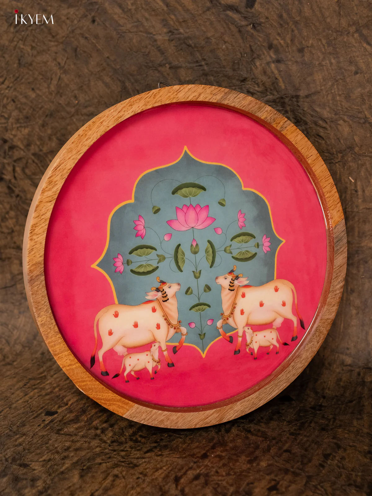 Wooden Digital Printed Wall Hanging Plate - 10 inch - Pichwai - KA11169 - Image 4