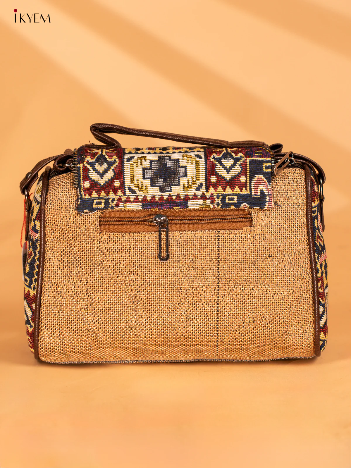 Sling Bag with Printed Gusset & Flap - Brown - KA18115 - Image 3