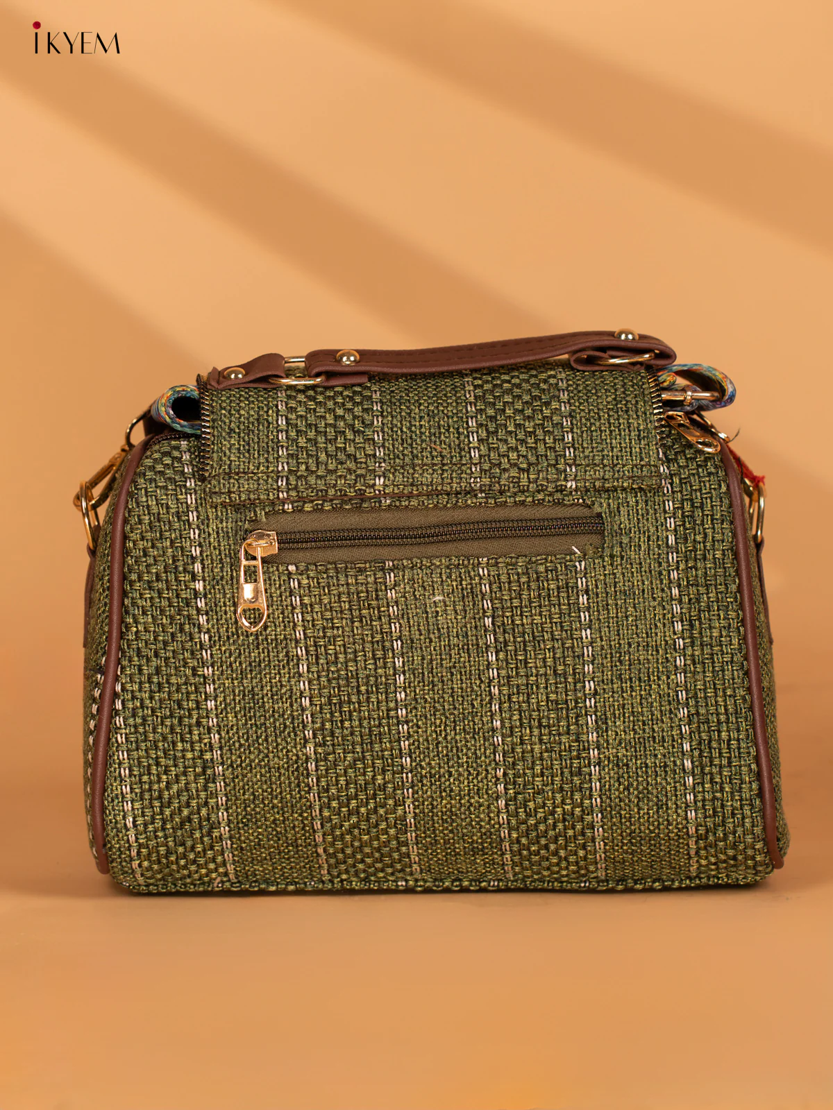 Jacquard Sling bag with Printed Sling - Green - KA18117 - Image 3