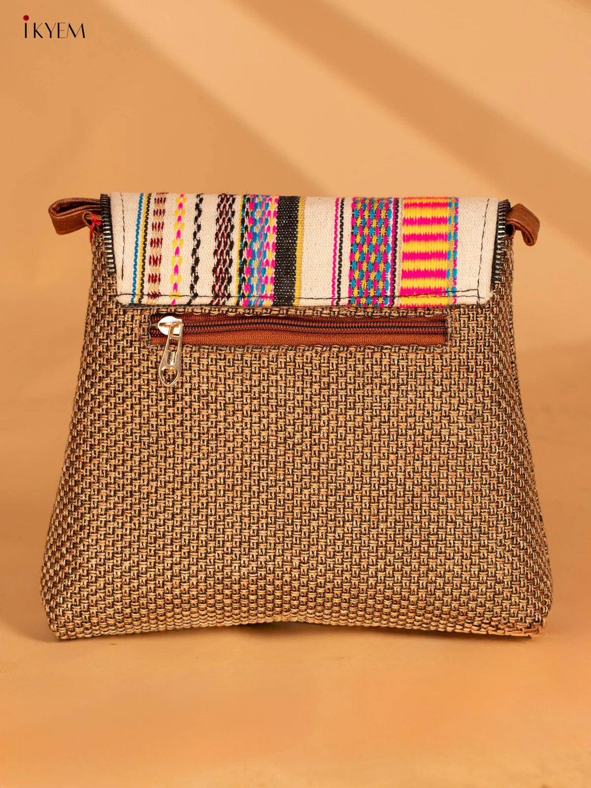Jacquard Sling Bag with Printed Flap - Sandal - KA18133 - Image 3