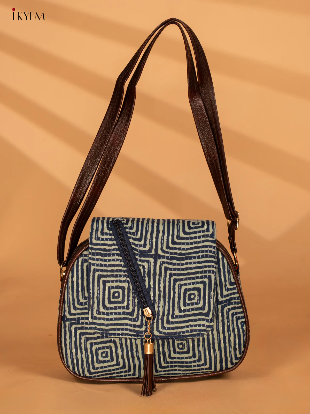 Cotton Printed Sling Bag - Blue - KA18138 - Image 5