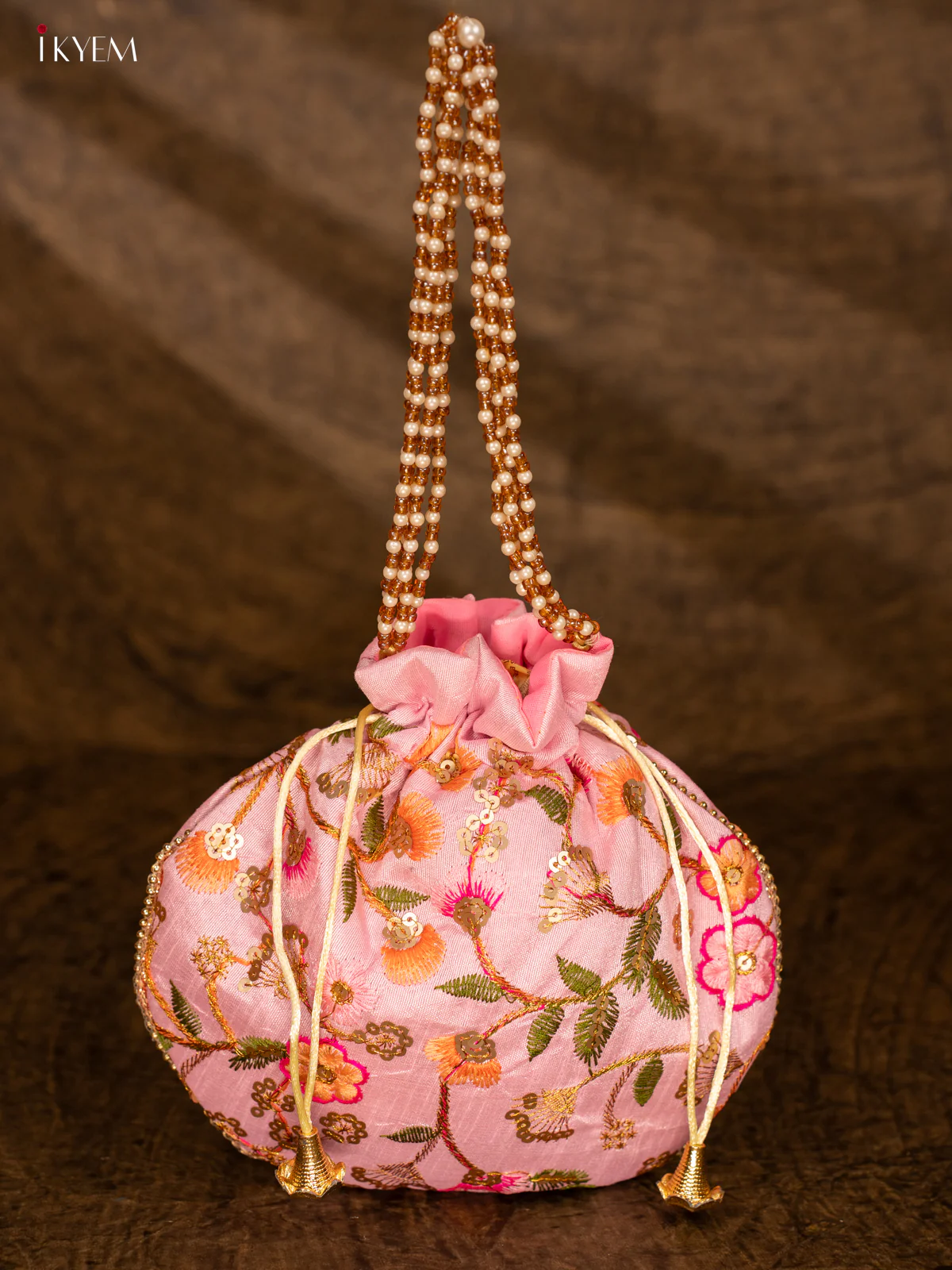 Designer Floral Potli Bag - Pink - KA18163 - Image 2