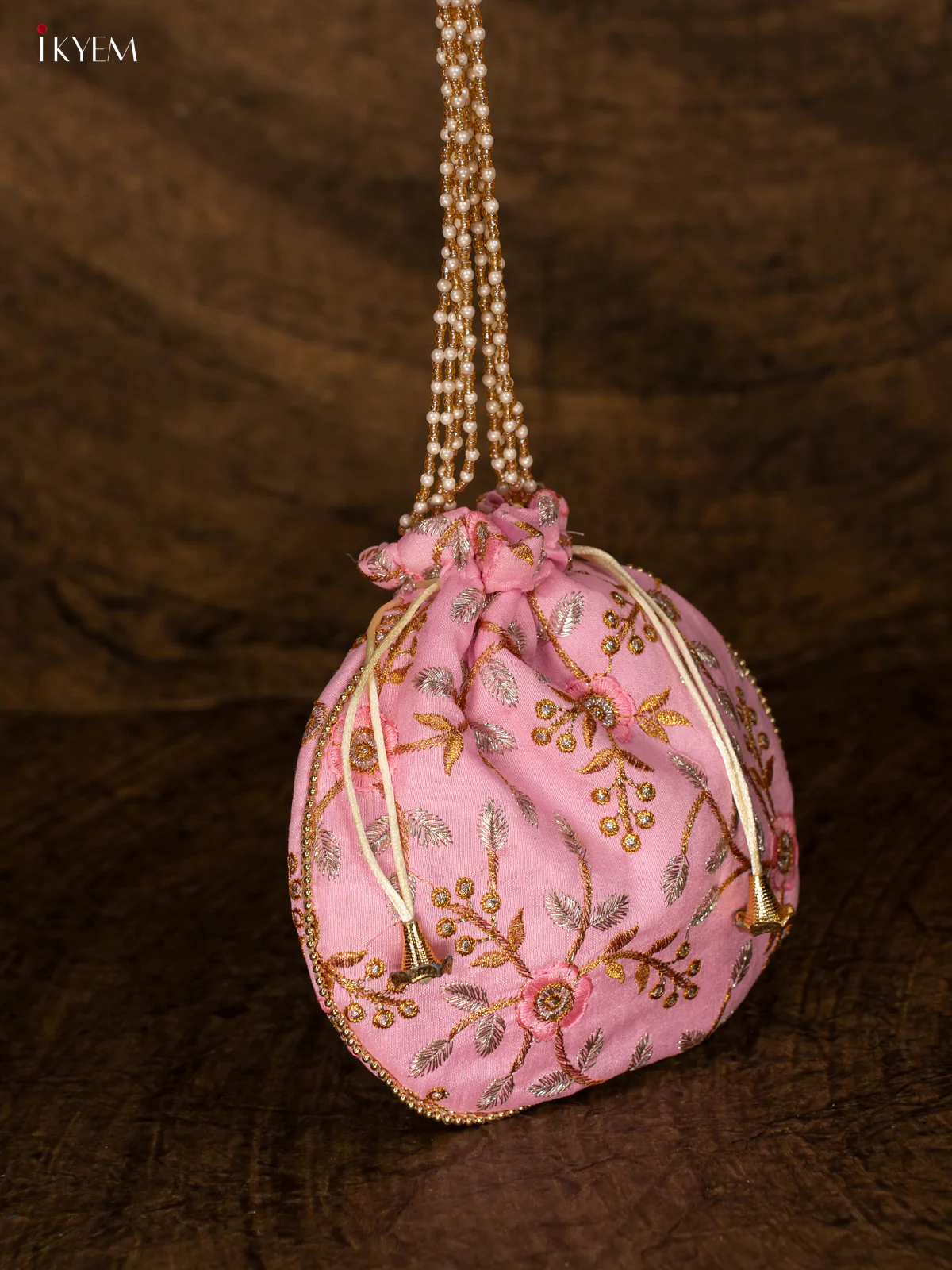 Designer Embroidered Potli Bag - Pink- KA18165 - Image 3