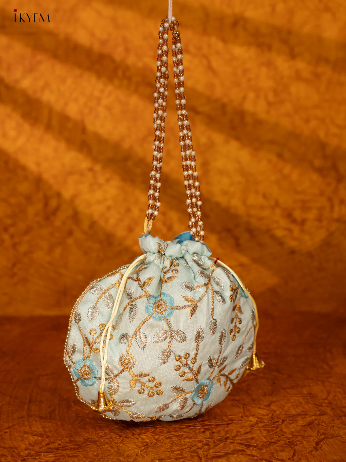 Designer Embroidered Potli Bag - Blue -KA18167 - Image 2