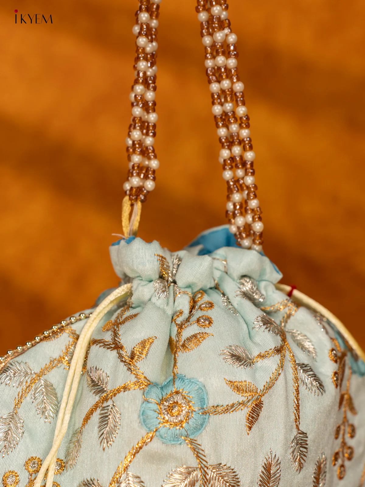 Designer Embroidered Potli Bag - Blue -KA18167 - Image 4