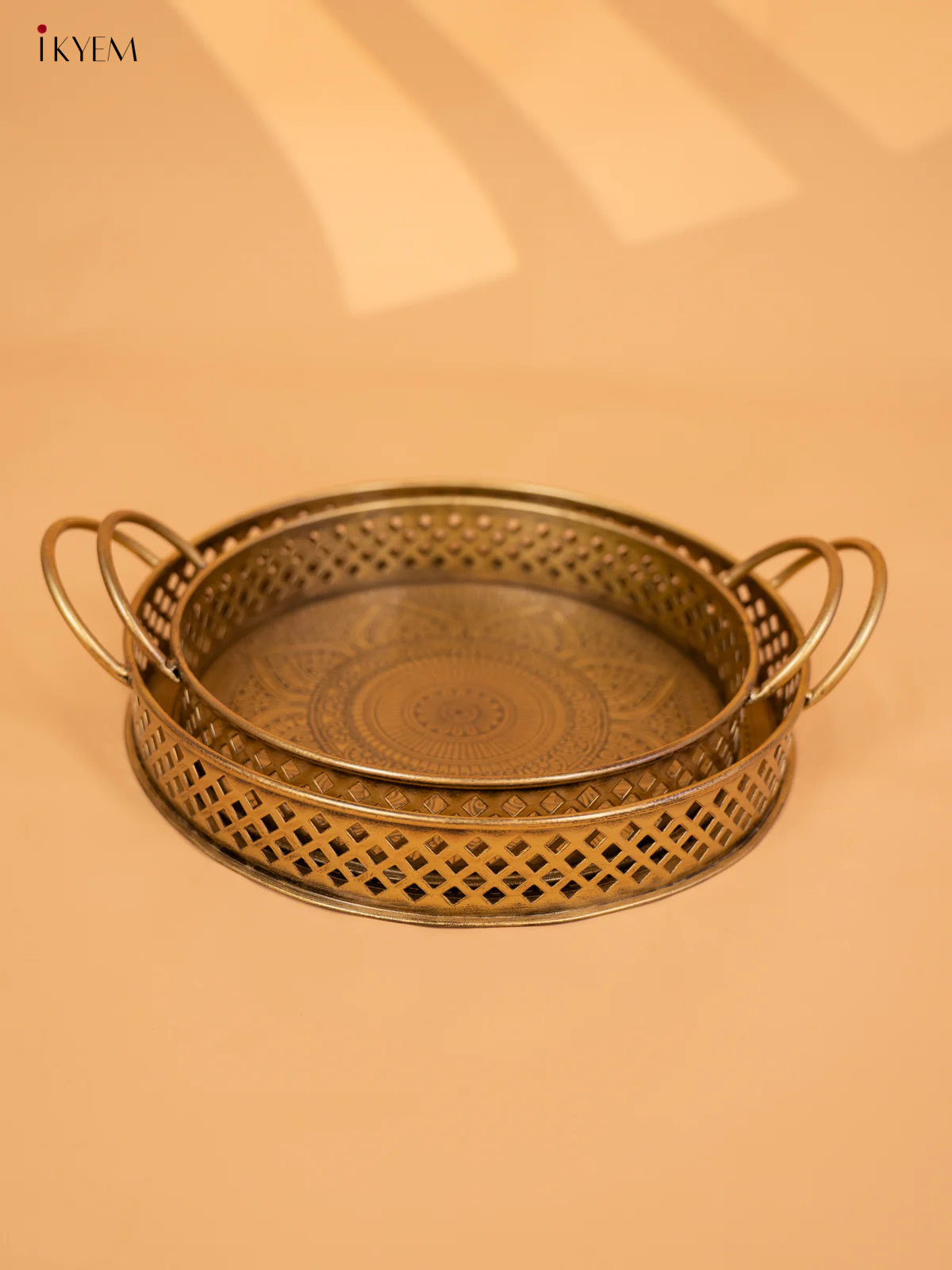 Metal Round capsule tray chakra set of 2 - KA21121 - Image 6