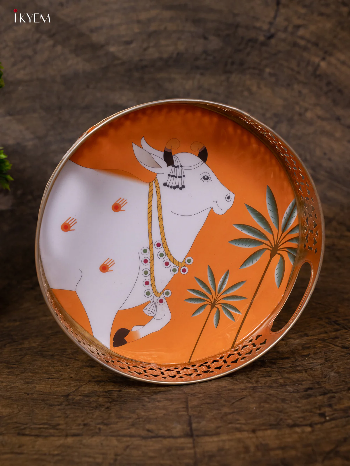 Digital Printed Pichwai Tray - Orange - KA25111 - Image 3
