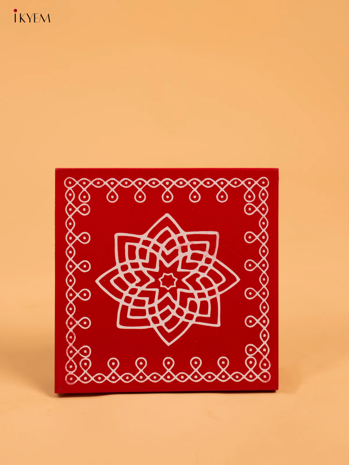 Wooden Square Kolam Manai (6x6) - Hrudaya Kamalam - KA30123 - Image 7