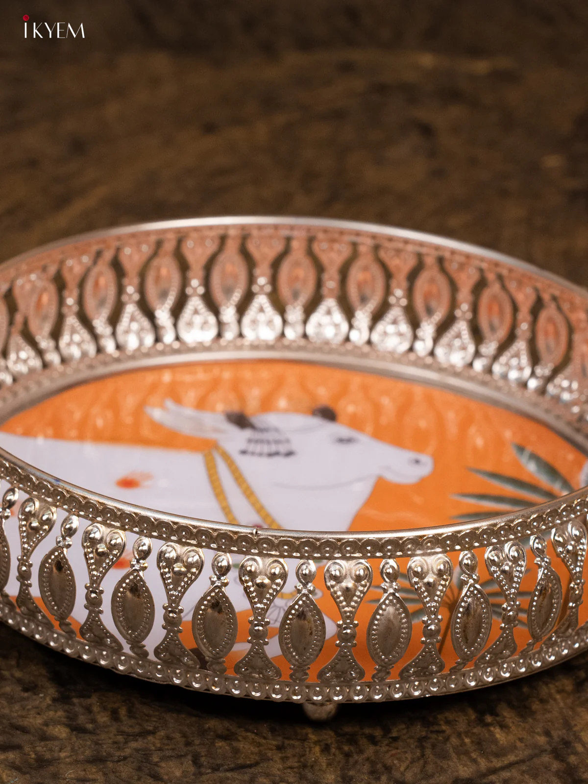 Digital Printed German Silver Tray - Cow- (8×8)-Orange- KA30135 - Image 5