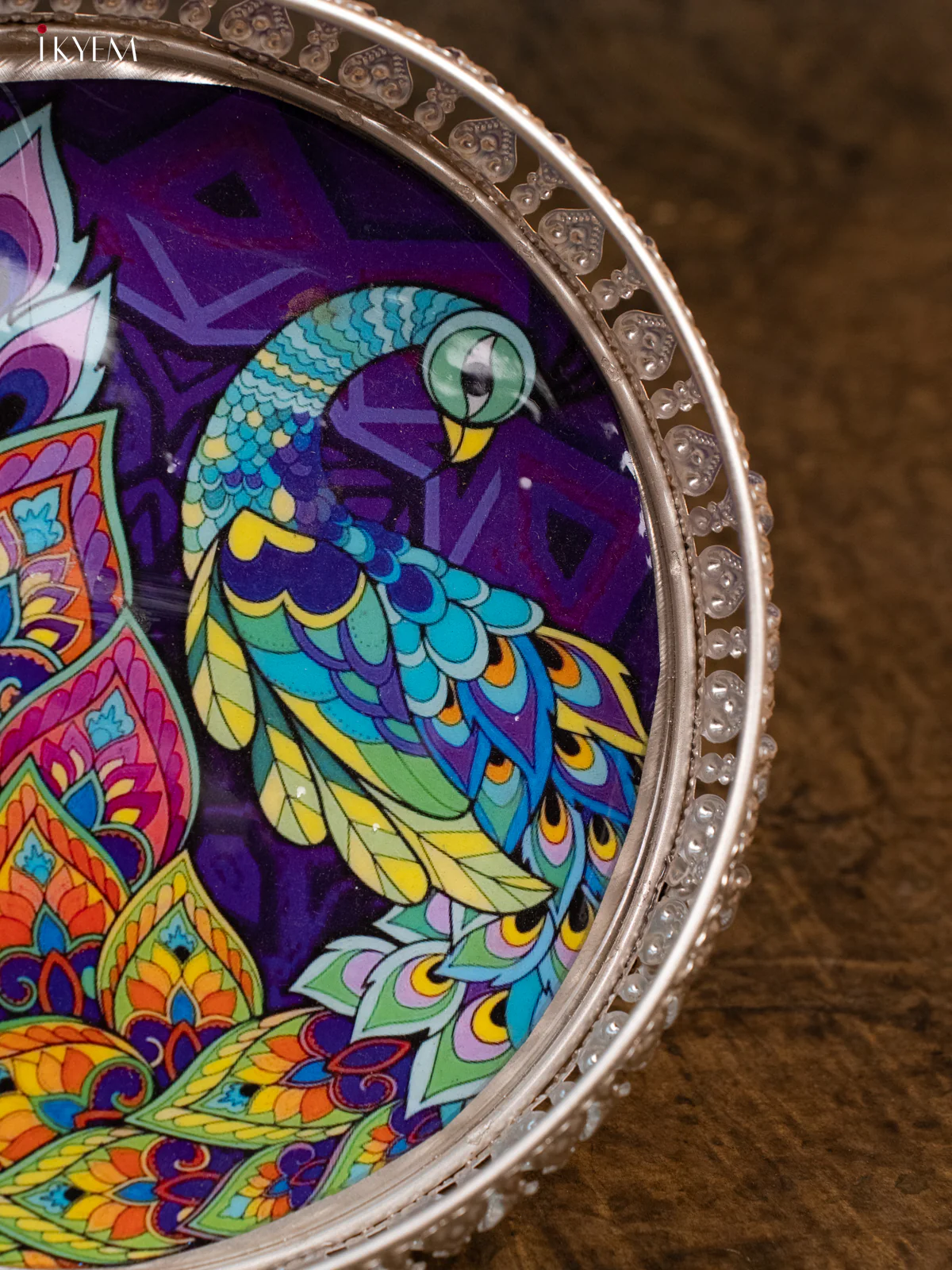 Digital Printed German Silver Tray - Floral - Purple - KA30138 - Image 4