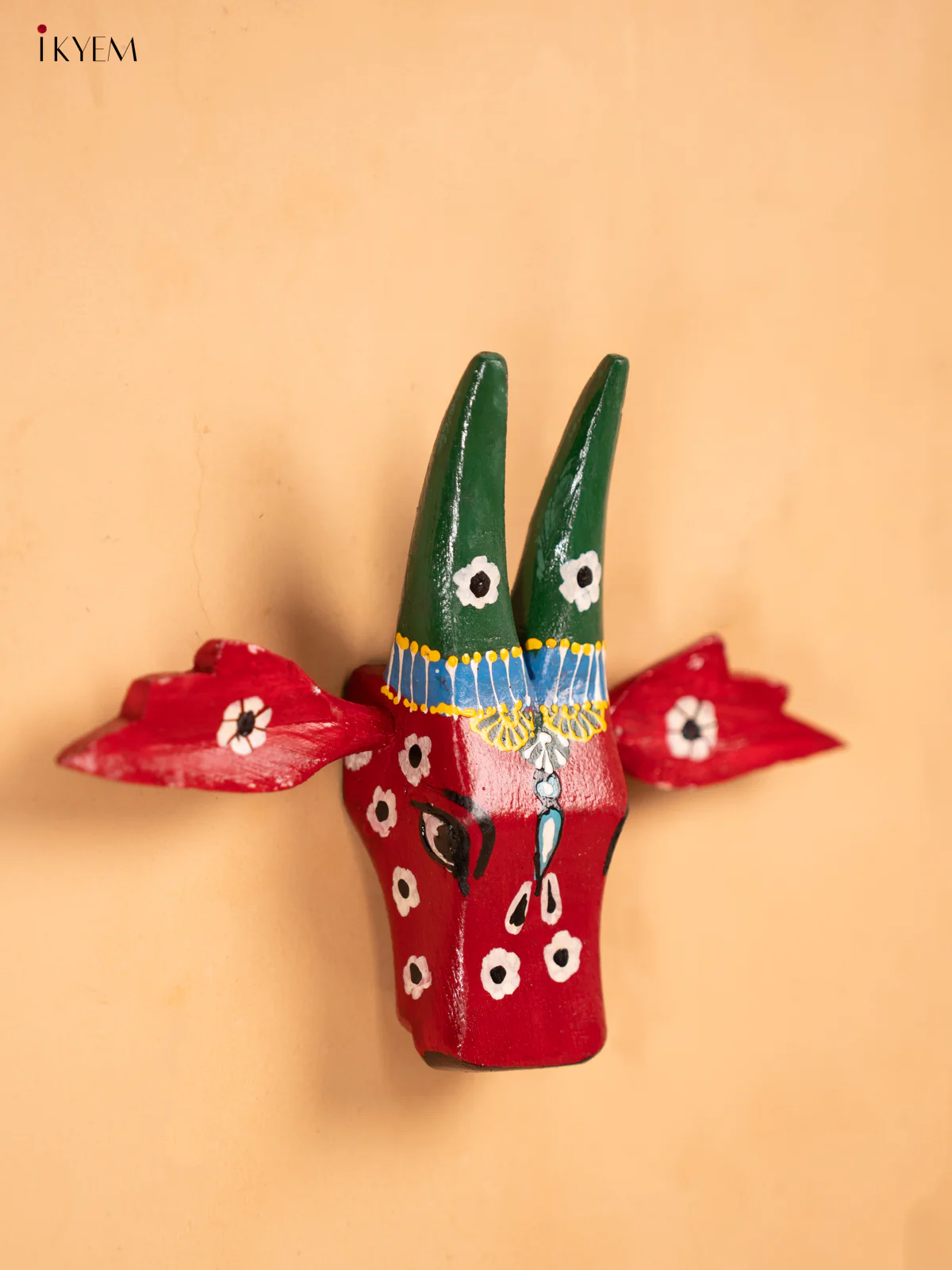 Hand Painted Wooden Cow Head - Red - 6inch - KA30148 - Image 2