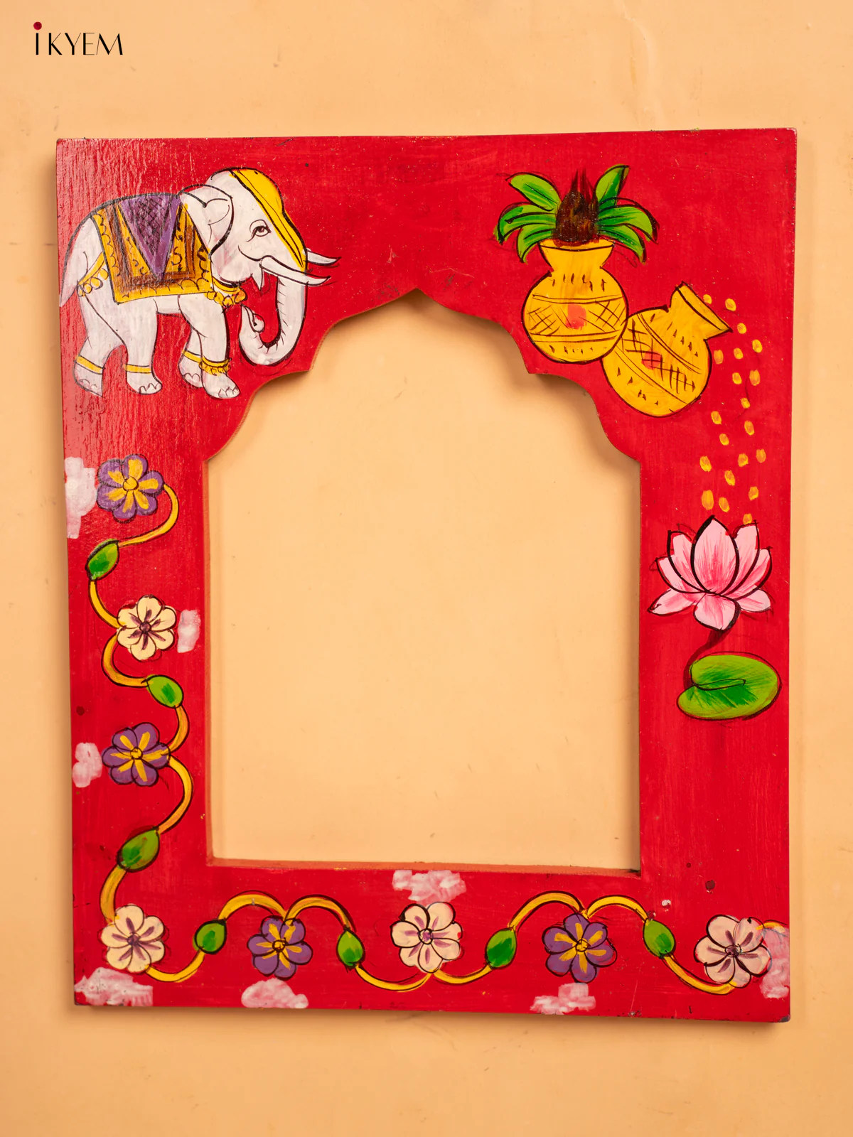 Wooden Hand Painted Photo frame - Red -12 inch -KA30159 - Image 5