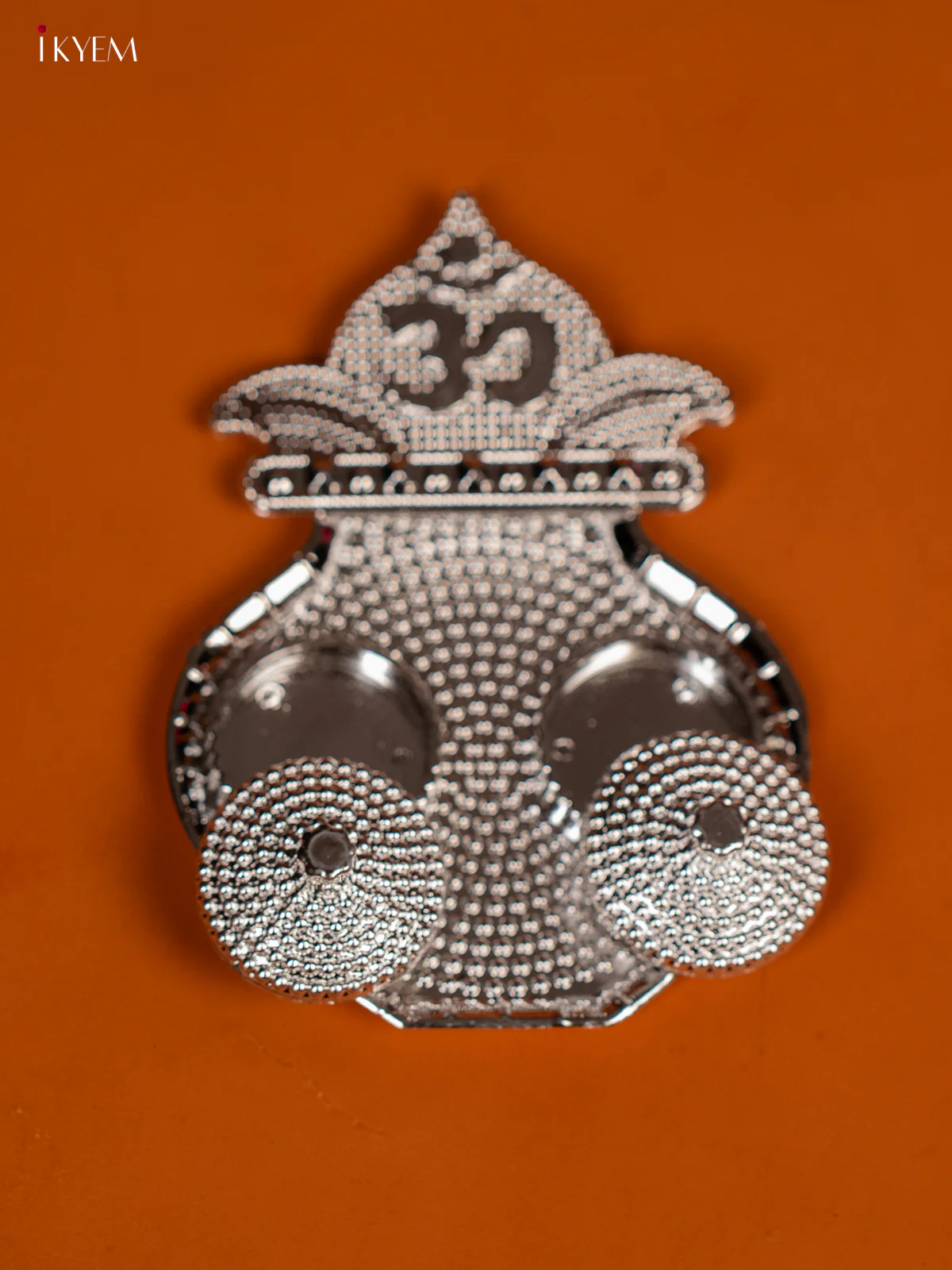 Kalasam Shaped Silver Plate With Haldi & Kumkum Holder - KF28134 - Image 2