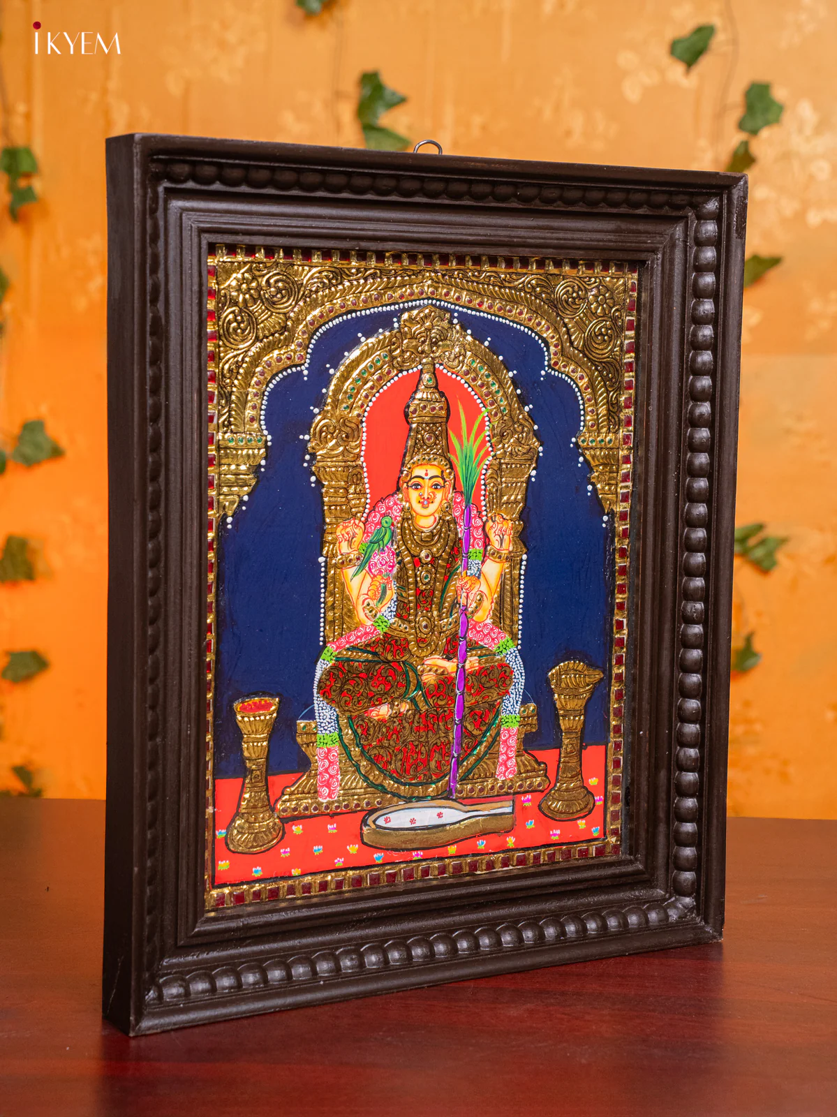 Divine Kamatchi Amman Tanjore Painting in Teak Wood Frame (18x15 Inch) - KH26187 - Image 2