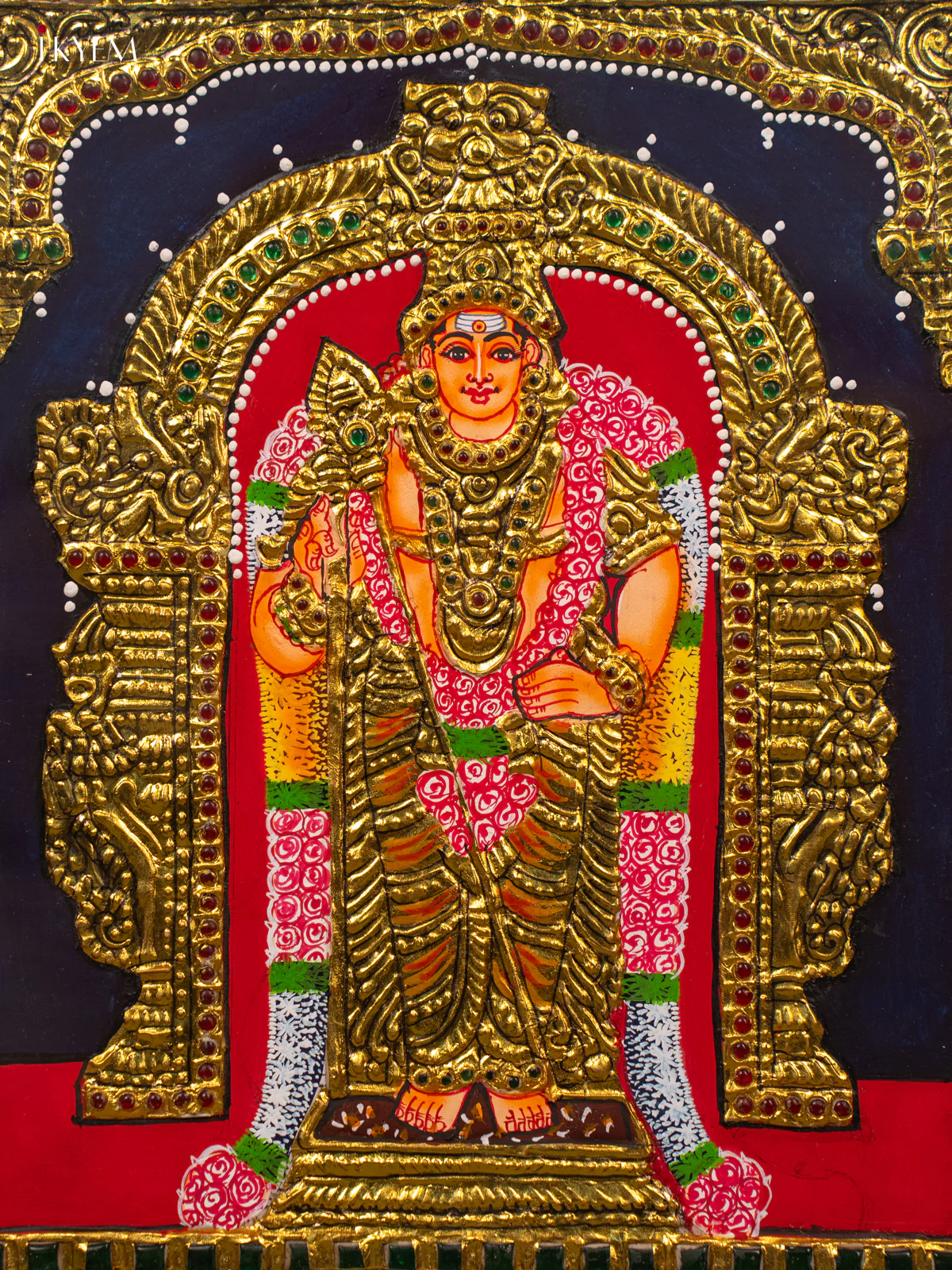 Lord Murugan - Tanjore Painting (15x13) - KB01122 - Image 3