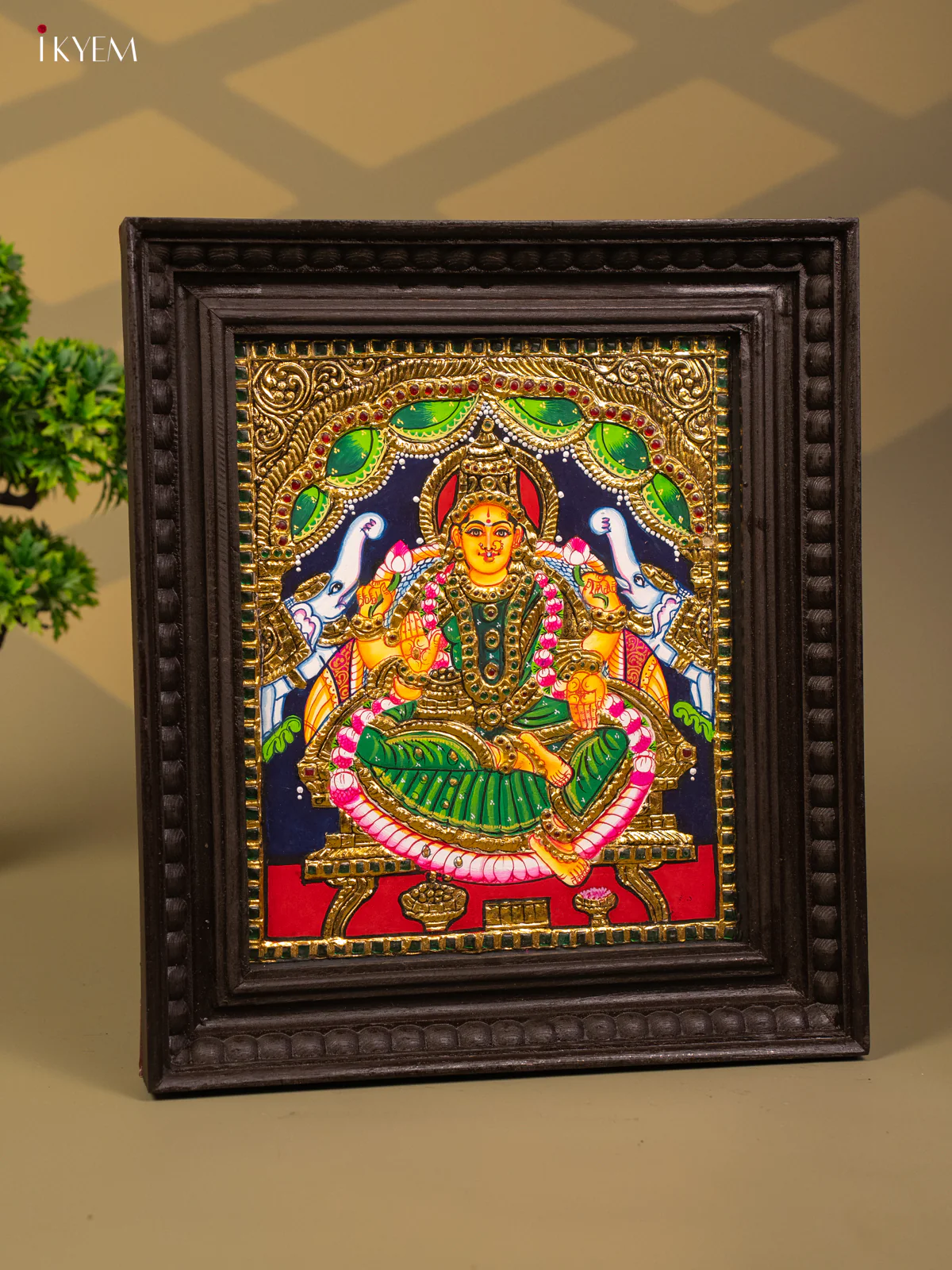 Gajalakshmi - Tanjore Painting (15x13) -KB01129 - Image 5