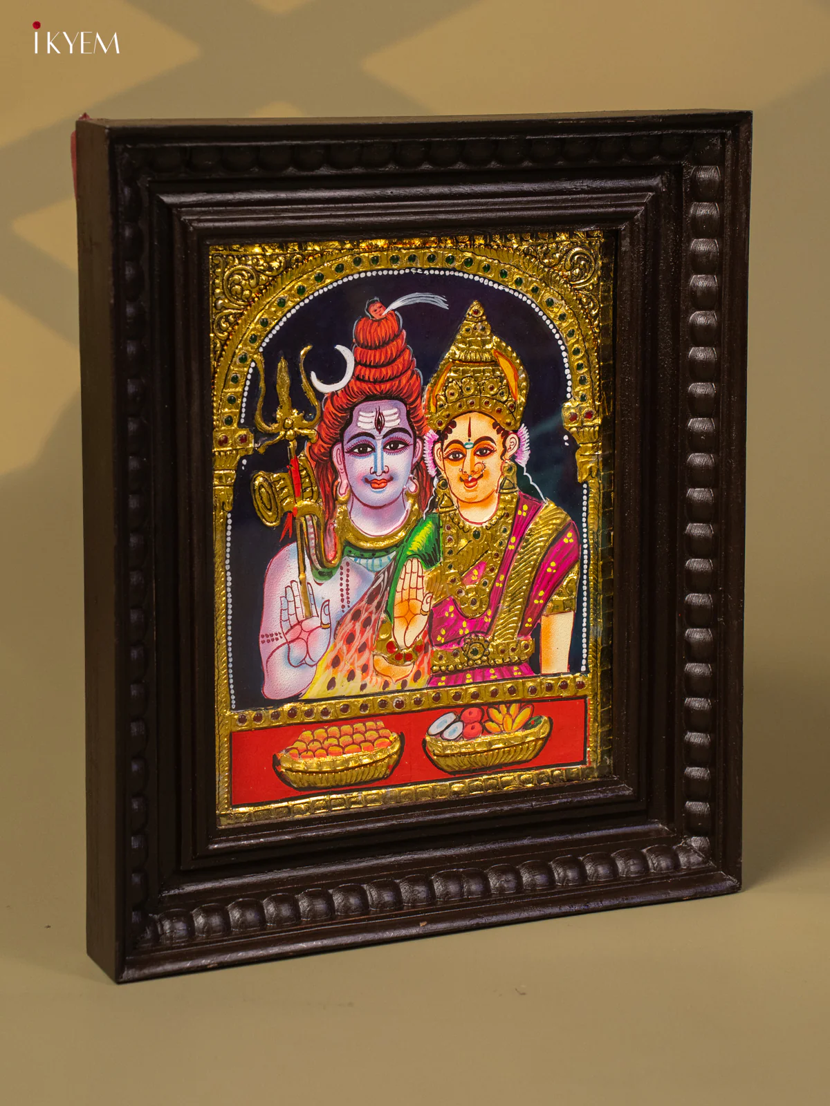 Sivan Parvathi - Tanjore Painting (13x11) - KB01134 - Image 4