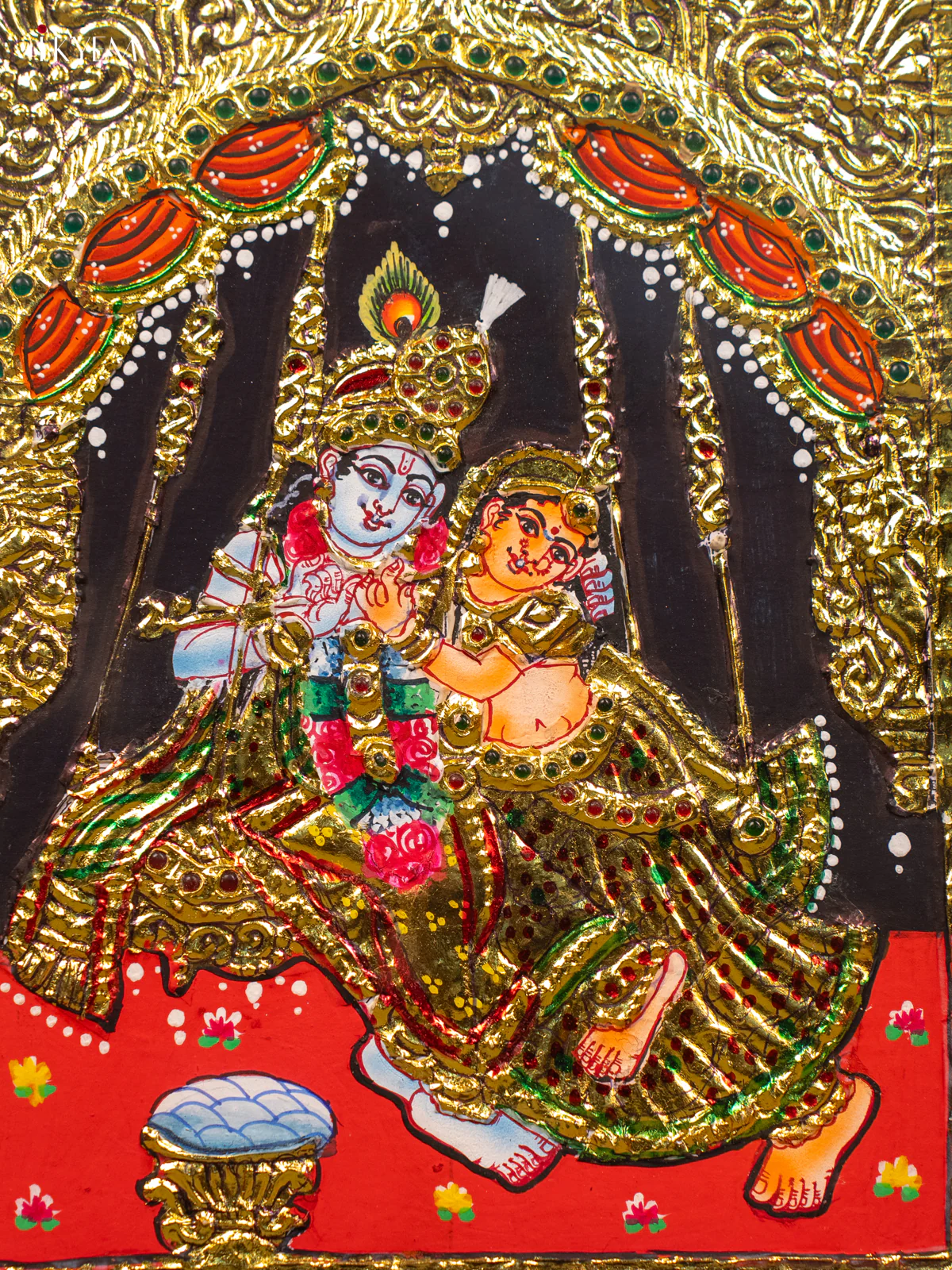 Radha Krishna - Tanjore Painting (13x11) - KB01137 - Image 3