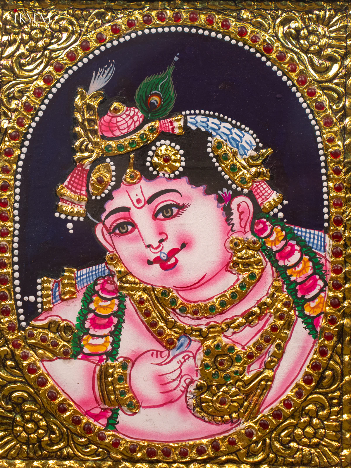 Sri Krishna - Tanjore Painting (13x11) - KB01142 - Image 3