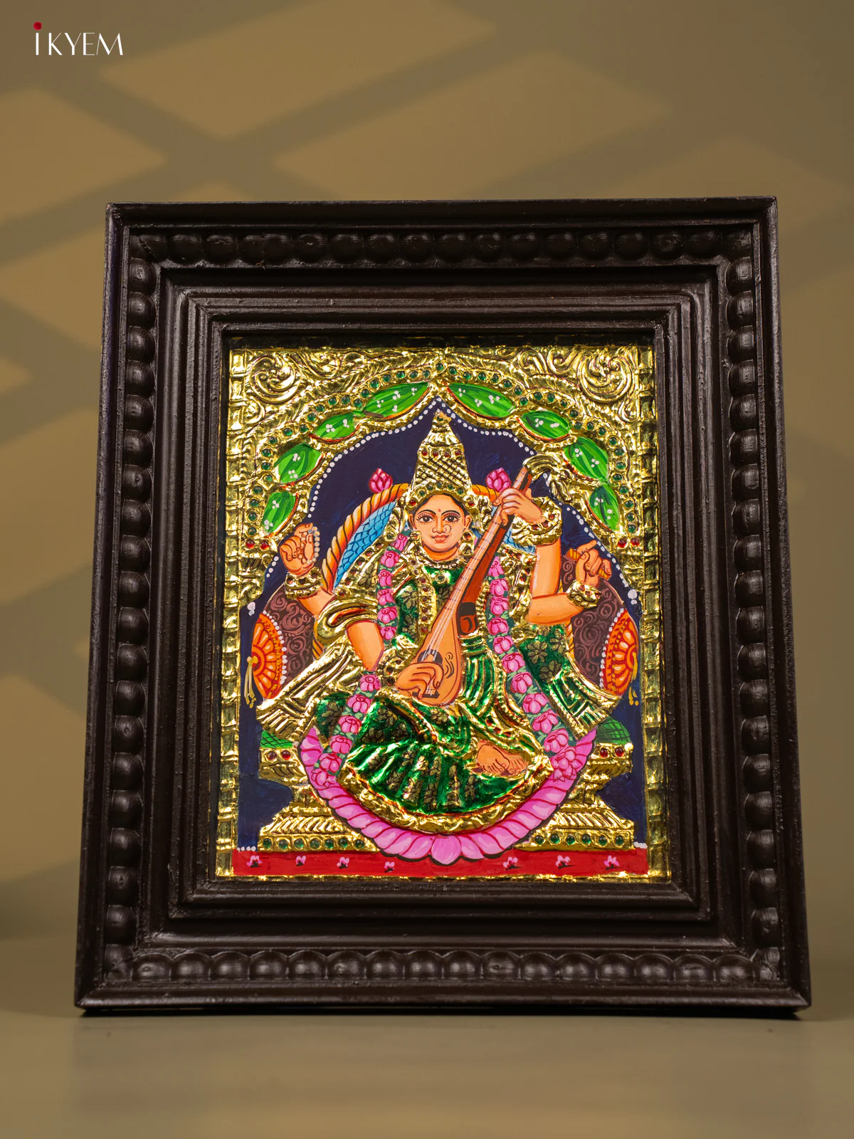 Saraswathi - Tanjore Painting (13x11) - KB01144 - Image 2