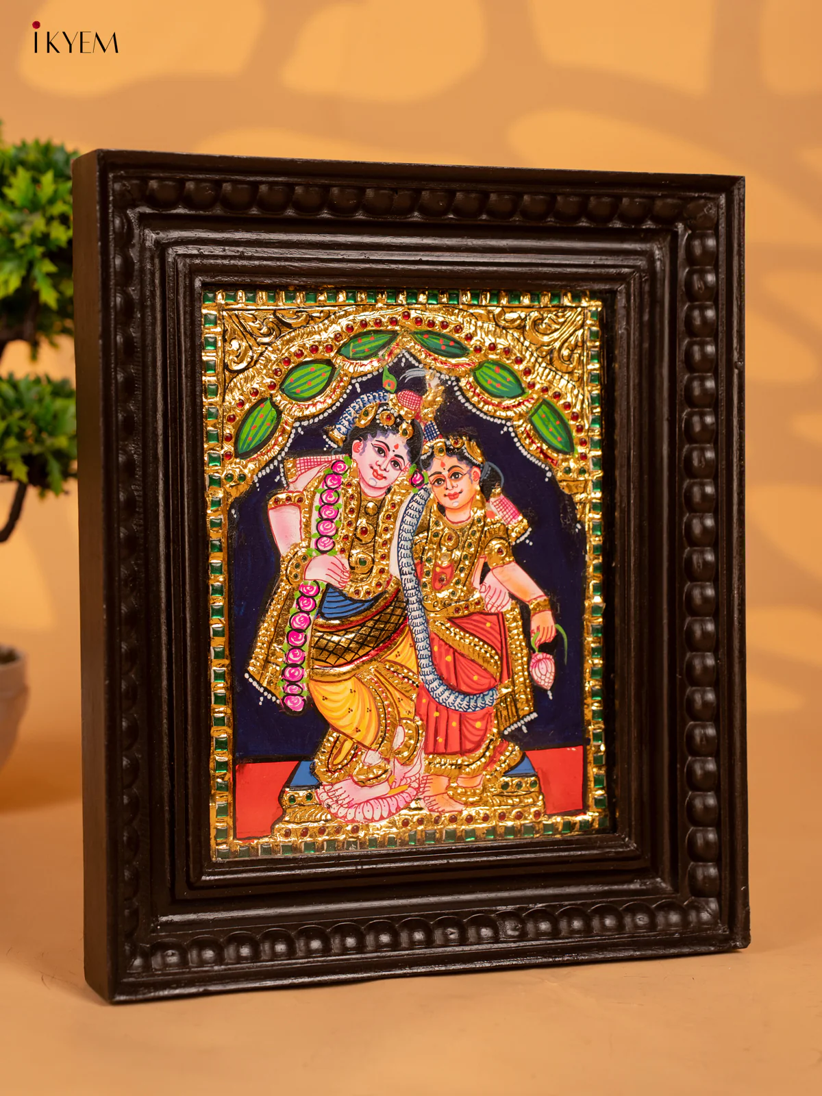 Rukumini Krishna - Tanjore Painting (13x11) - KB01146 - Image 2