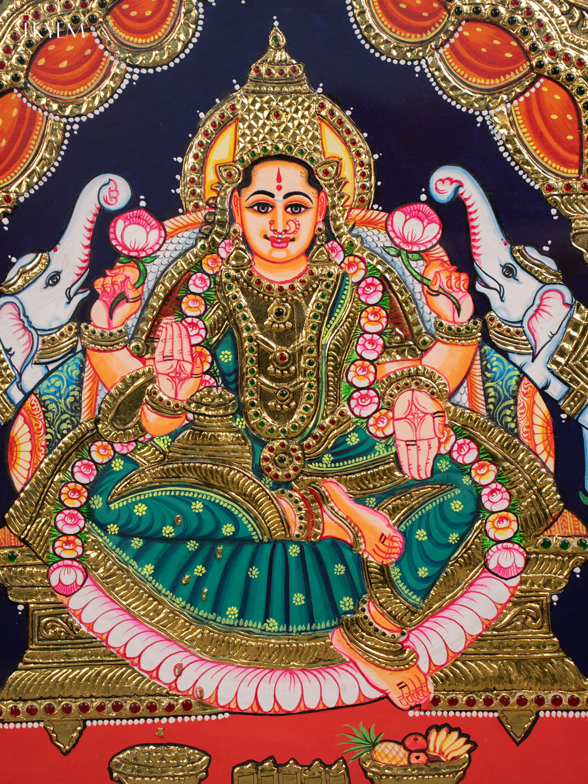 Gajalakshmi - Tanjore Painting (20x24) - KB01158 - Image 3