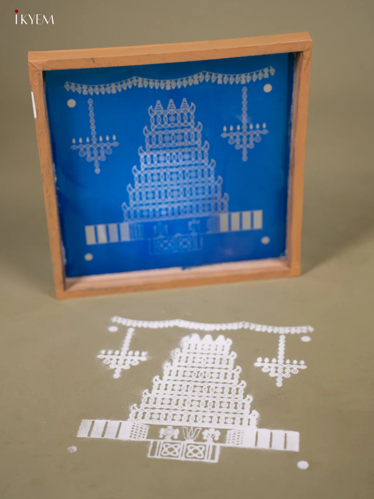 Temple Gopuram Kolam Rangoli Stencil - Wooden - (10x10) - KB07119 - Image 3
