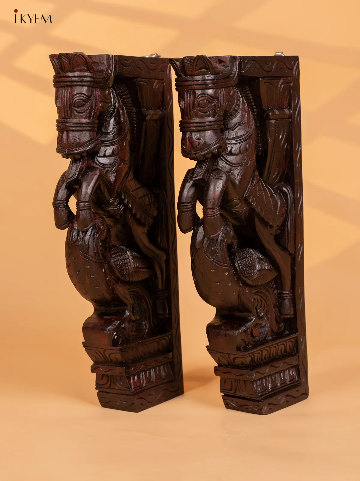 Rosewood Finish Hand Carved Horse Bracket 18 Inch- Set of 2 - KB10113 - Image 2