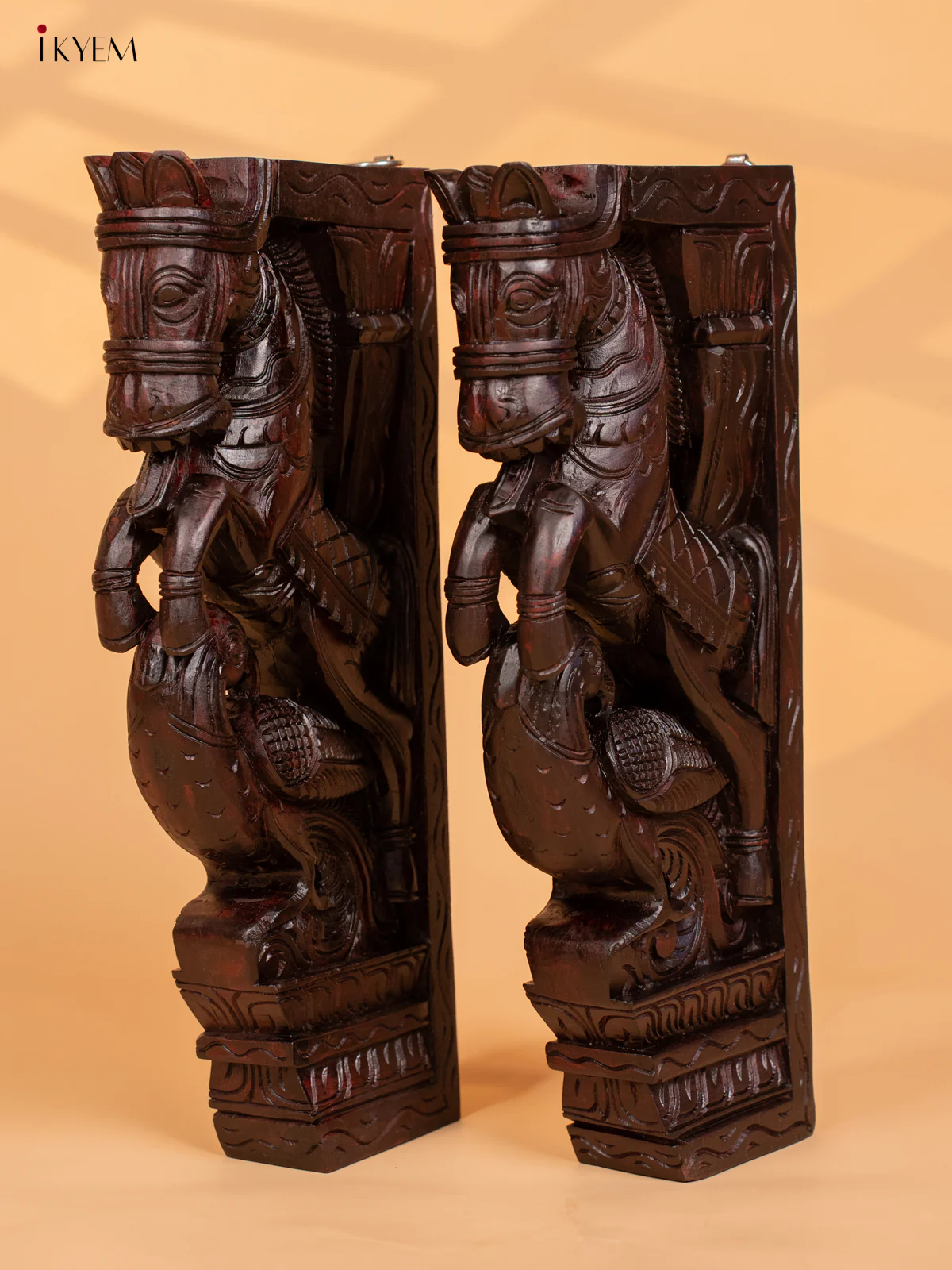 Rosewood Finish Hand Carved Horse Bracket 18 Inch- Set of 2 - KB10113 - Image 4