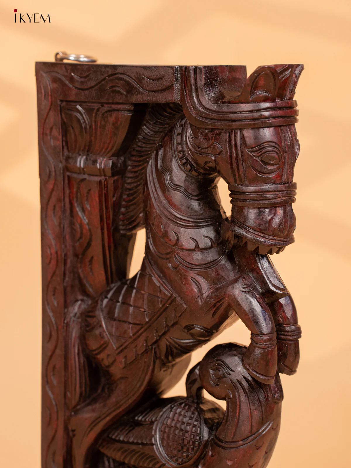 Rosewood Finish Hand Carved Horse Bracket 18 Inch- Set of 2 - KB10113 - Image 5