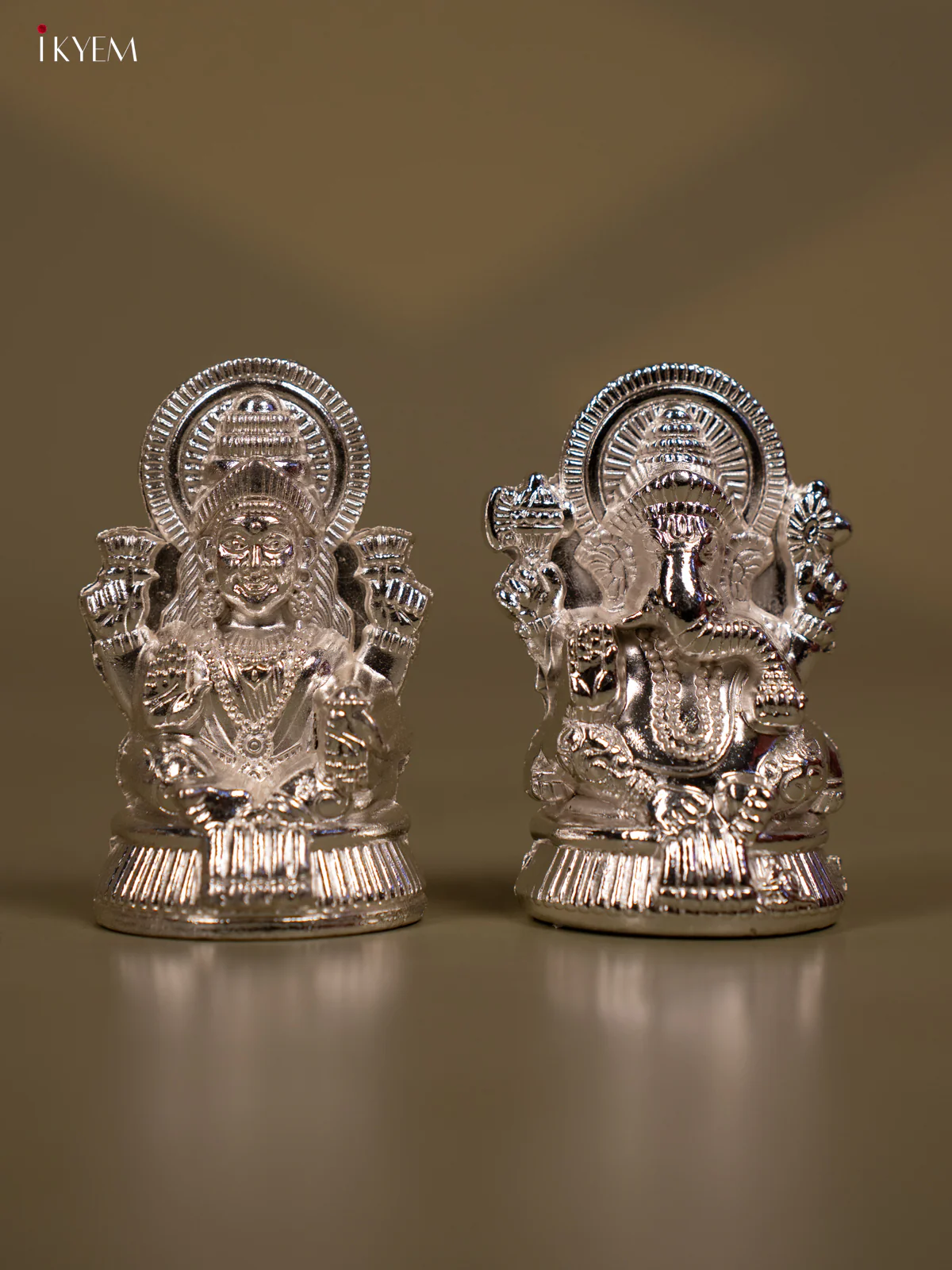Silver Plated Lakshmi Ganesh Idol - Set of 2 - KB11116 - Image 3