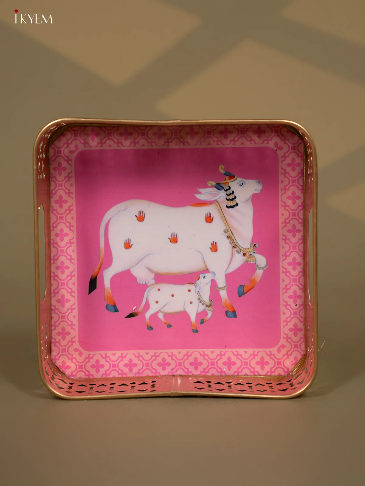 Digital Printed Pichwai Thambulam Tray - Square - (8×8) - KB11117 - Image 4