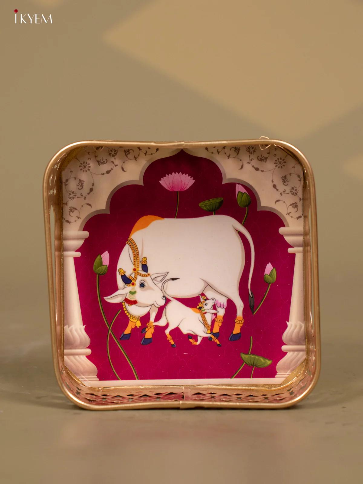 Digital Printed Pichwai Tray - Square 6 inch - KB11118 - Image 5